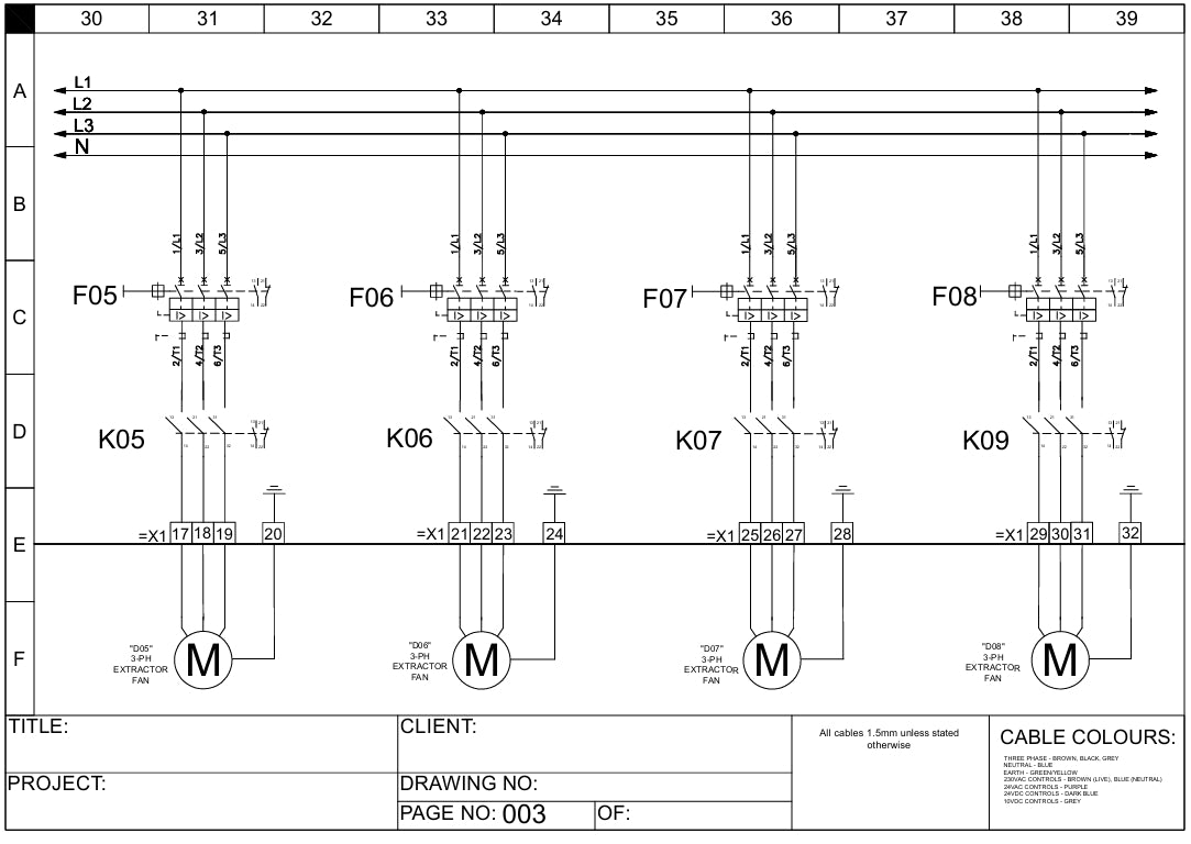 DOL Single or 3 Phase Control Panel For x6 Extraction Fans