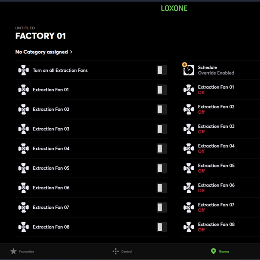 DOL Single or 3 Phase Control Panel For x2 Extraction Fans With Loxone BMS User App Interface Controls