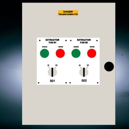 DOL Single or 3 Phase Control Panel For x2 Extraction Fans