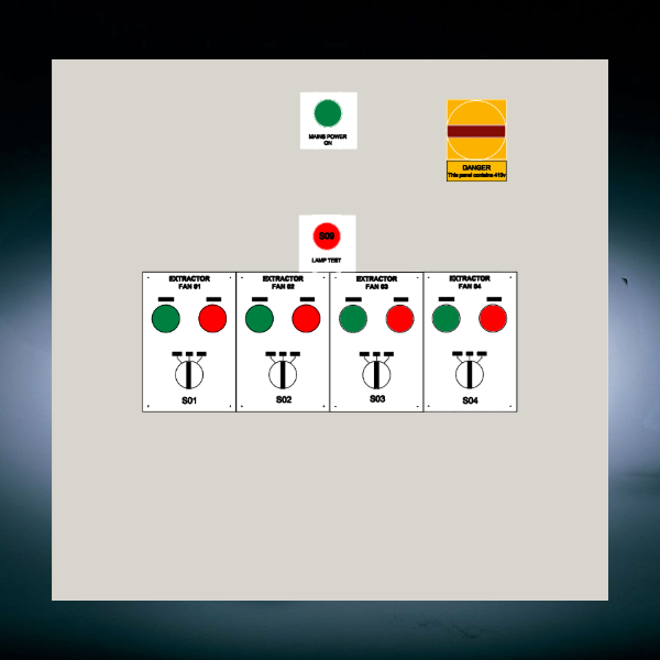 DOL Single or 3 Phase Control Panel For x4 Extraction Fans With Loxone BMS User App Interface Controls