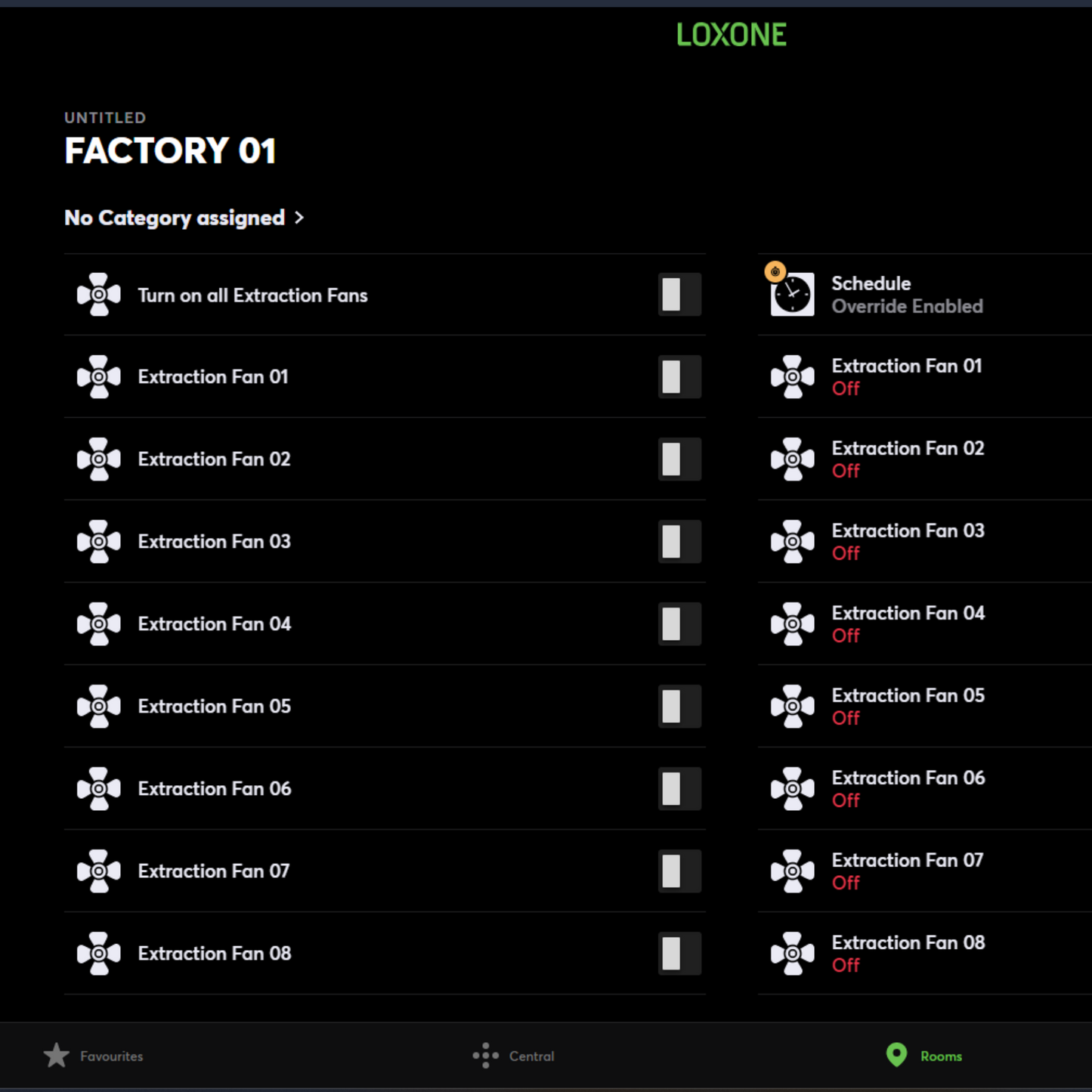 DOL Single or 3 Phase Control Panel For x8 Extraction Fans With Loxone BMS User App Interface Controls